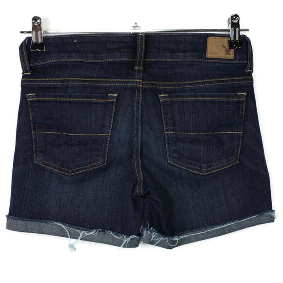 American Eagle Cut Off Jean Shorts Super Stretch Size 4 Dark - Picture 2 of 5
